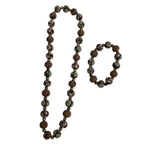 Viva Beads Multicolor Printed Clay Bead Necklace / Bracelet Set